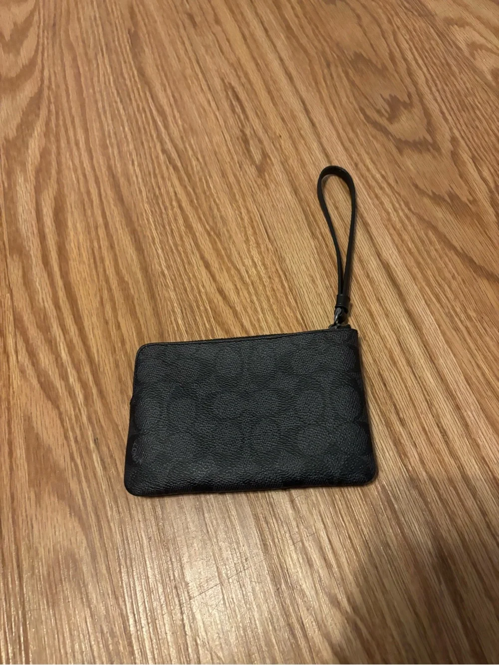Coach Black Signature Wristlet Card Pouch